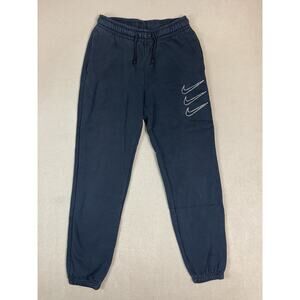 Nike Sweatpants Womens S Black Rhinestones Design Tapered Elastic Waist Fleece